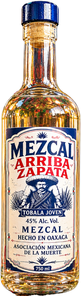 Botella de Mezcal Arriba Zapata, Tobalá joven, 45% Alc. Vol., hecho en Oaxaca, 750 ml